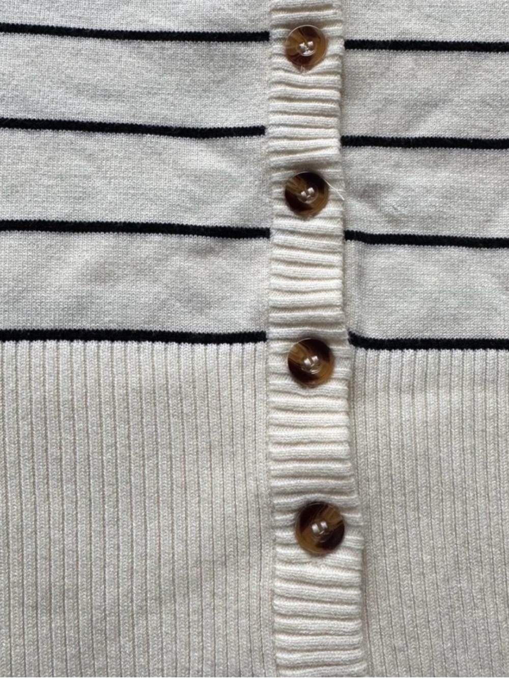 Like New Cream and Navy Striped Button-Up Sweater -Size XL (runs small) - Picture 4 of 6